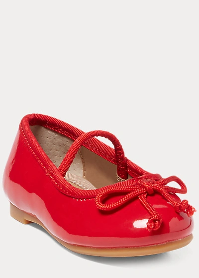 Shop Polo Ralph Lauren Nellie Leather Ballet Flat In Red Patent
