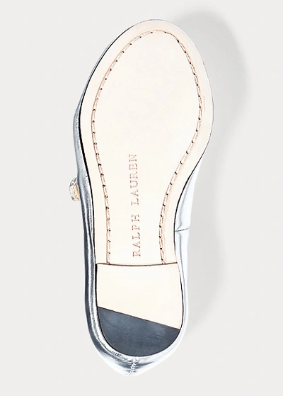 Polo Ralph Lauren Alyssa Metallic Leather Mary Jane In Silver