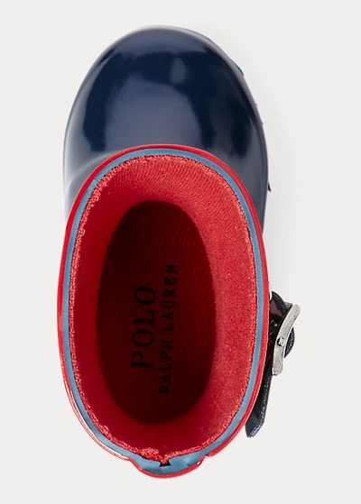 Shop Polo Ralph Lauren Ralph Rain Boot In Navy/red