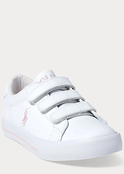 Shop Polo Ralph Lauren Easten Ii Low-top Ez Sneaker In White Tumbled