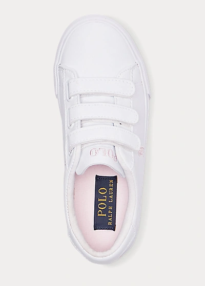 Shop Polo Ralph Lauren Easten Ii Low-top Ez Sneaker In White Tumbled