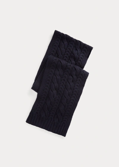 Polo Ralph Lauren Cable-knit Cashmere Scarf In Charcoal