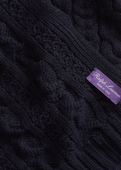 Polo Ralph Lauren Cable-knit Cashmere Scarf In Charcoal