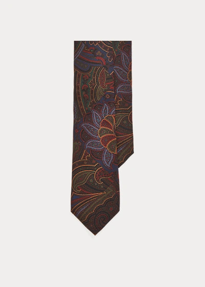 Shop Ralph Lauren Paisley Patchwork Silk Tie In Navy/wine/green