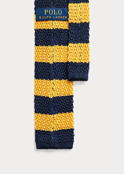 Polo Ralph Lauren Striped Knit Silk Tie In Navy/red
