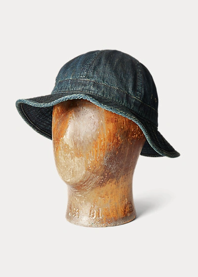 Double Rl Denim Bucket Hat In Dark Indigo Wash