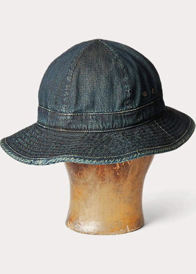 Double Rl Denim Bucket Hat In Dark Indigo Wash