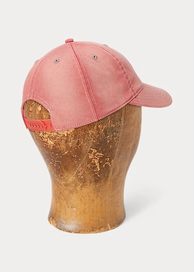Double Rl Winged-logo Ball Cap In Faded Red