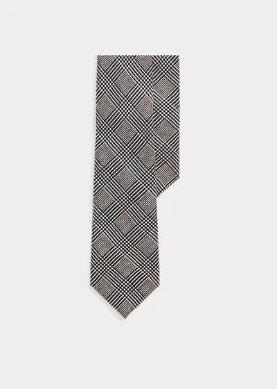 Shop Ralph Lauren Glen Plaid Silk Tie In Grey/white
