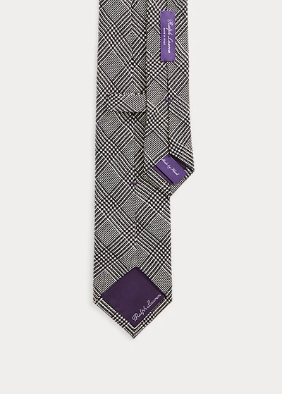 Shop Ralph Lauren Glen Plaid Silk Tie In Grey/white