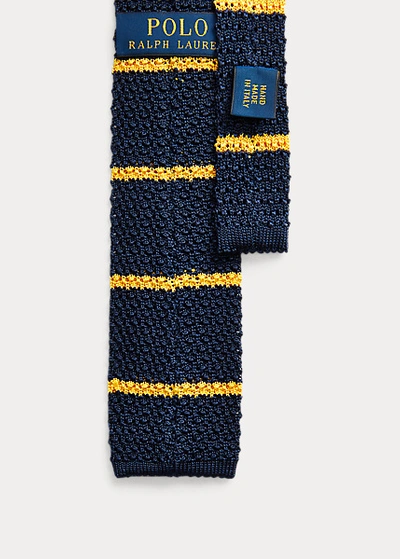Polo Ralph Lauren Striped Knit Silk Tie In Navy/green