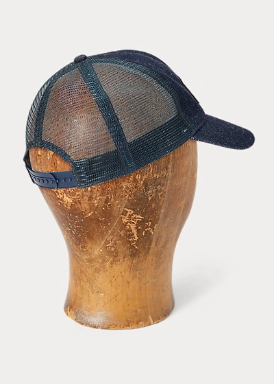 Double Rl Indigo Denim Trucker Cap In Indigo