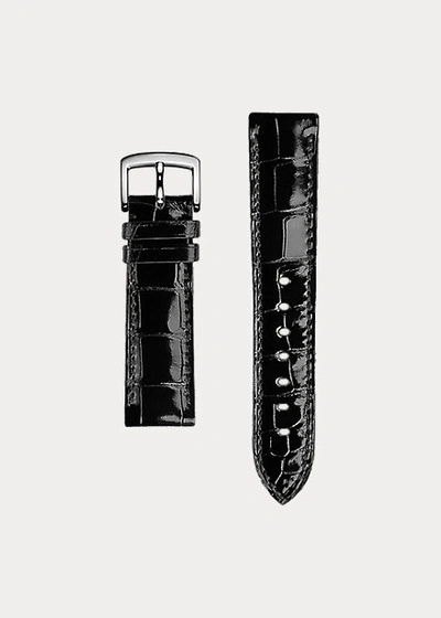 Shop Ralph Lauren Alligator Watch Strap In Black #519001