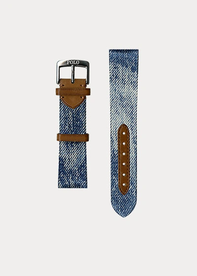 Shop Ralph Lauren Denim Watch Strap In Denim Blue