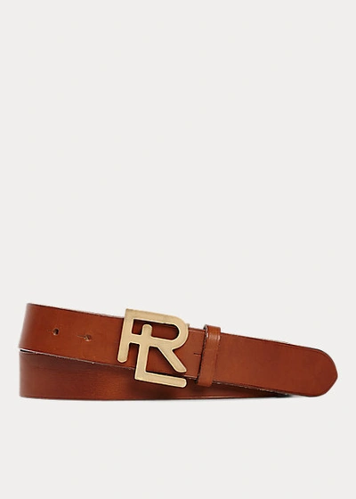 Polo Ralph Lauren Monogram-buckle Leather Belt In Tan