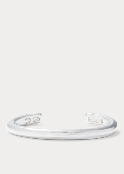 Double Rl Hammered Sterling Silver Cuff In Silver