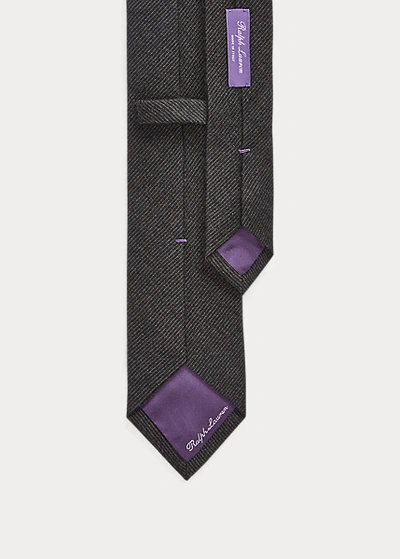 Shop Ralph Lauren Cashmere-silk Ottoman Tie In Black And Charcoal