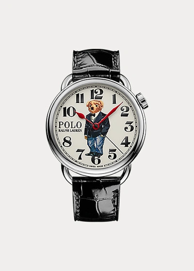 Shop Ralph Lauren 42 Mm Tuxedo Polo Bear Watch In White