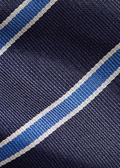 Polo Ralph Lauren Striped Silk Repp Tie In Navy/blue