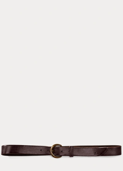 Double Rl Ralph Lauren Tumbled Leather Belt In Brown