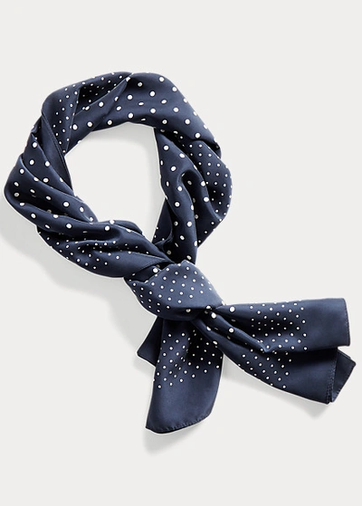 Double Rl Polka-dot Scarf In Navy/cream