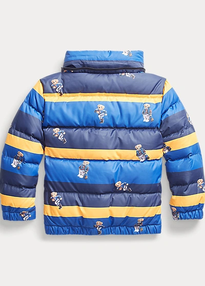 Shop Polo Ralph Lauren Polo Bear Down Jacket In Rugby Stripe/cruise Navy