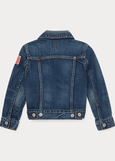 Polo Ralph Lauren Flag Denim Trucker Jacket In Gordon Wash
