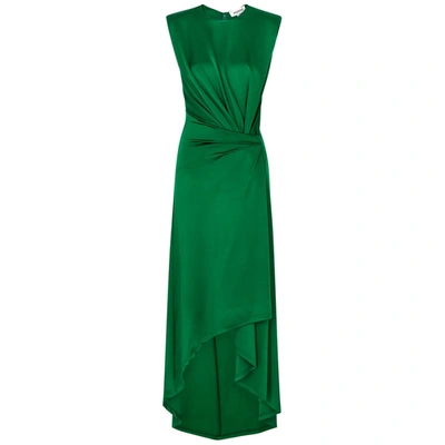 Shop Monse Green Draped Satin-jersey Maxi Dress