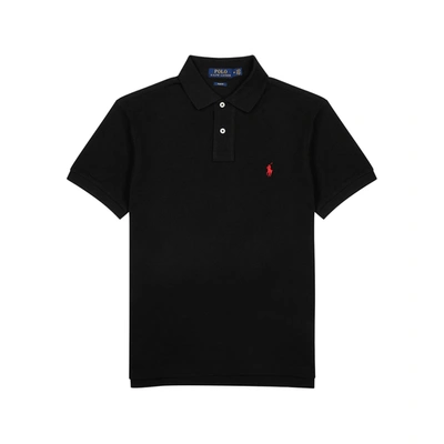 Shop Polo Ralph Lauren Black Slim Piqué Cotton Polo Shirt