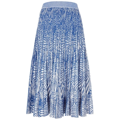 Shop Baum Und Pferdgarten Cyrilla Intarsia Pleated Midi Skirt In Blue