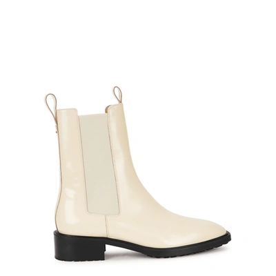 Shop Aeyde Simone 40 Cream Glossed Leather Chelsea Boots