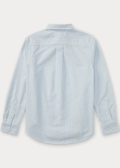 Polo Ralph Lauren Boy's Cotton Oxford Stripe Sport Shirt In Light Blue Stripe