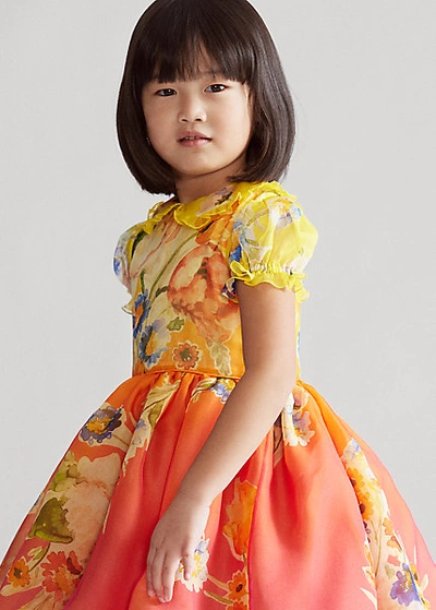 Polo Ralph Lauren Kids' Floral Silk Organza Dress In Orange Multi | ModeSens