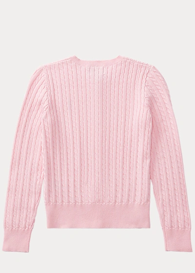 Shop Polo Ralph Lauren Mini-cable Cotton Cardigan In Pink