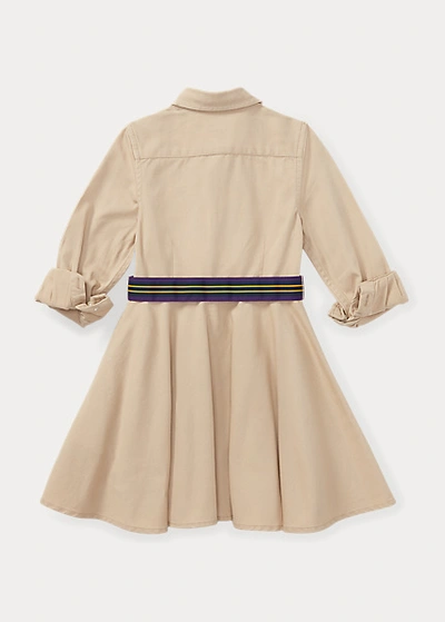 Shop Polo Ralph Lauren Belted Cotton Chino Shirtdress In Khaki