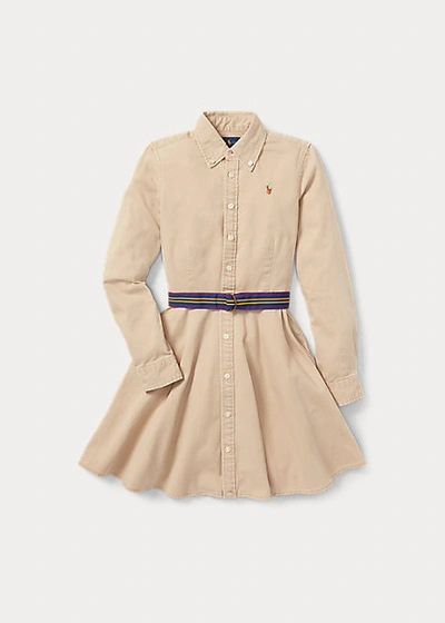 Shop Polo Ralph Lauren Belted Cotton Chino Shirtdress In Khaki