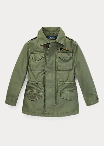 Shop Polo Ralph Lauren Cotton Twill Military Jacket In Army Olive