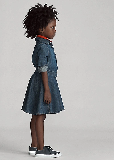 Shop Polo Ralph Lauren Belted Cotton Denim Shirtdress In Indigo