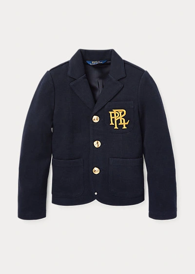 Shop Polo Ralph Lauren Knit Cotton-blend Blazer In Aviator Navy