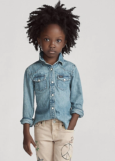 Polo Ralph Lauren Kids' Cotton Denim Western Shirt In Blue | ModeSens