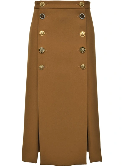 Shop Pinko Decorative Buttoned Skirt In Brown