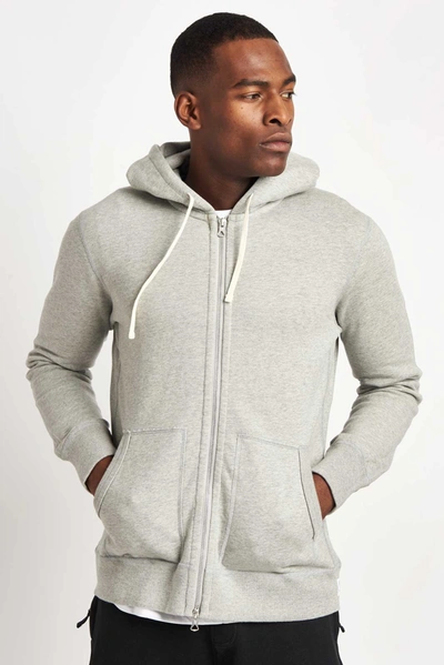 Shop Reigning Champ Full Zip Hoodie Mid Weight Grey