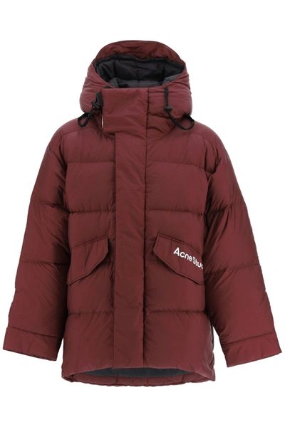 Shop Acne Studios Osiris Hooded Down Jacket In Burgundy