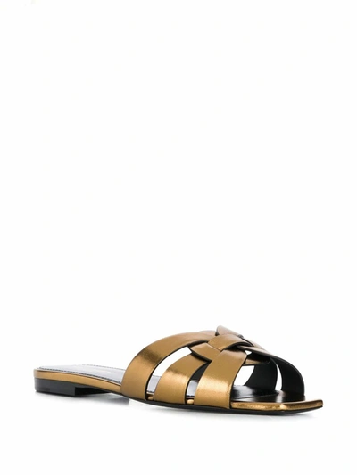 Shop Saint Laurent Women's Gold Leather Sandals