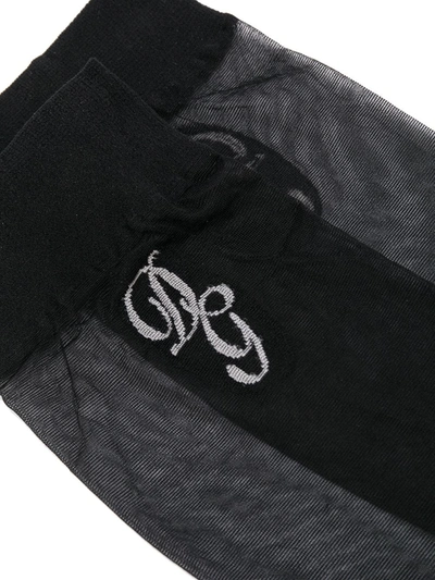 Shop Dolce & Gabbana Mesh Detail Long Socks In Black