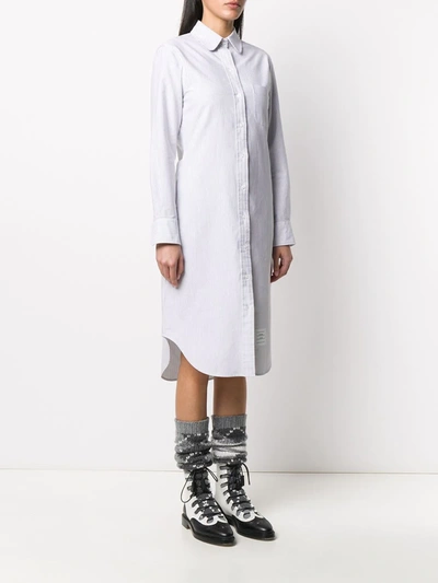 Shop Thom Browne University-stripe Oxford Shirt Dress In White