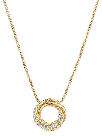 Shop David Yurman 18kt Yellow Gold Crossover Diamond Necklace