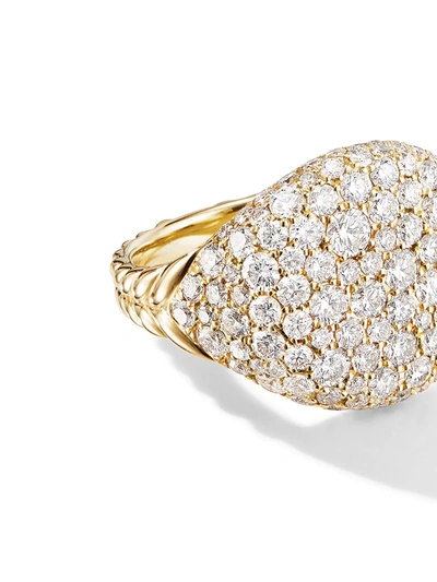 Shop David Yurman 18kt Yellow Gold Chevron Pavé Diamond Pinky Ring In D88adi