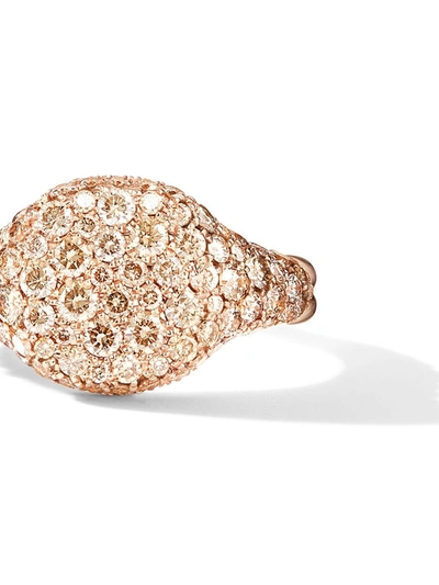David Yurman 18kt Rose Gold Chevron Pavé Cognac Diamond Pinky Ring In D8racd