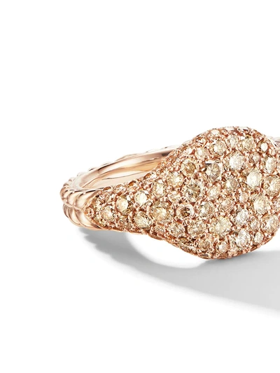 David Yurman 18kt Rose Gold Chevron Pavé Cognac Diamond Pinky Ring In D8racd